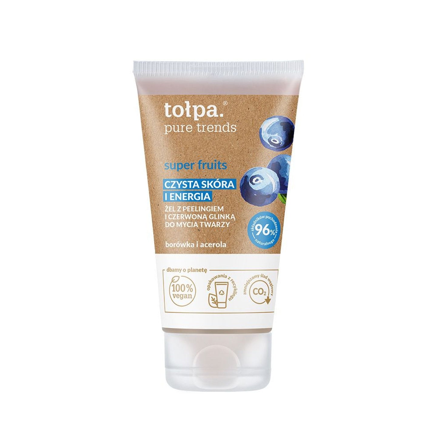 Tołpa Pure Trends Super Fruits żel z peelingiem i czerwoną glinką do mycia twarzy, 150 ml