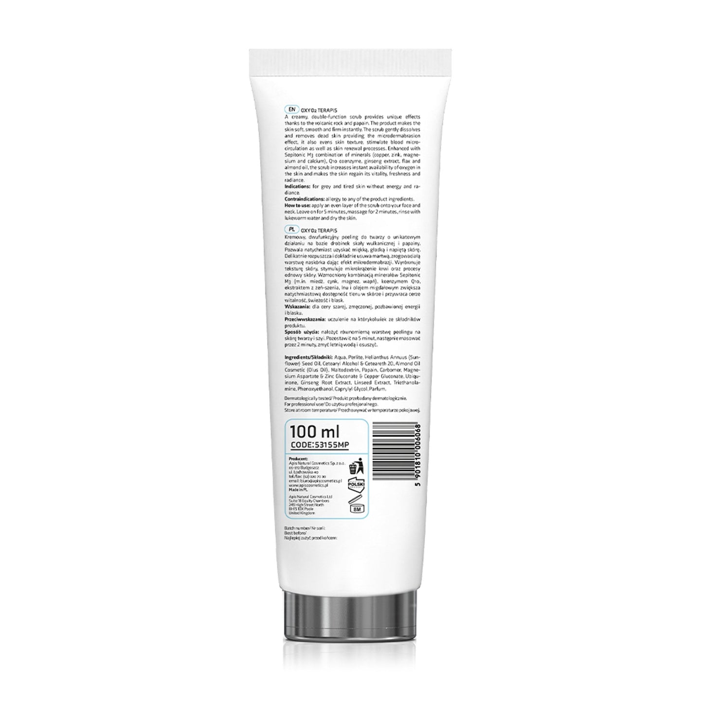 Apis OXY O2 Dotleniający peeling - efekt mikrodermabrazji / 200 ml — opakowanie