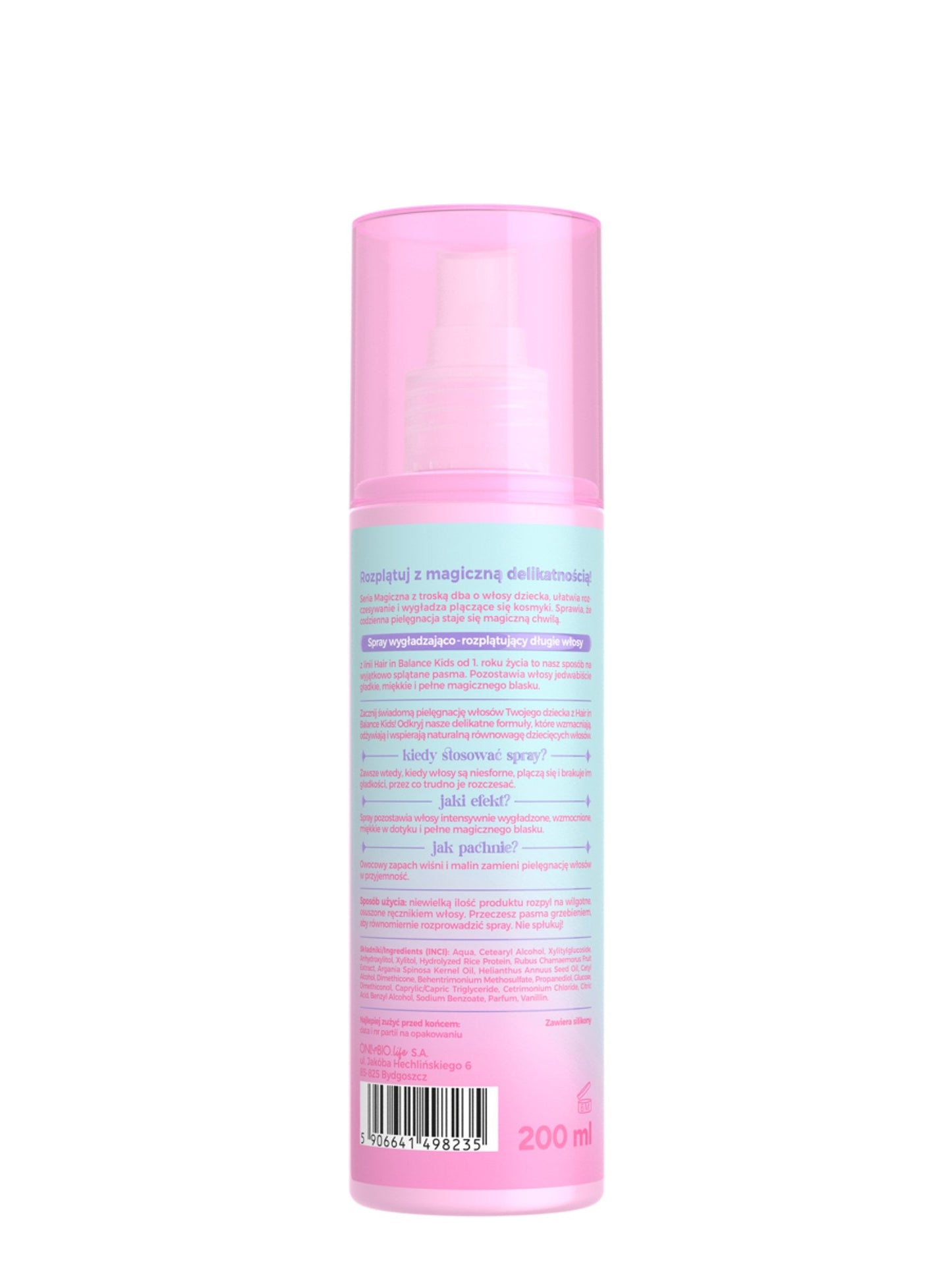 OnlyBio Hair in Balance Kids by ONLYBIO Magiczny spray wygładzająco-rozplątujący długie włosy, 200 ml — opakowanie