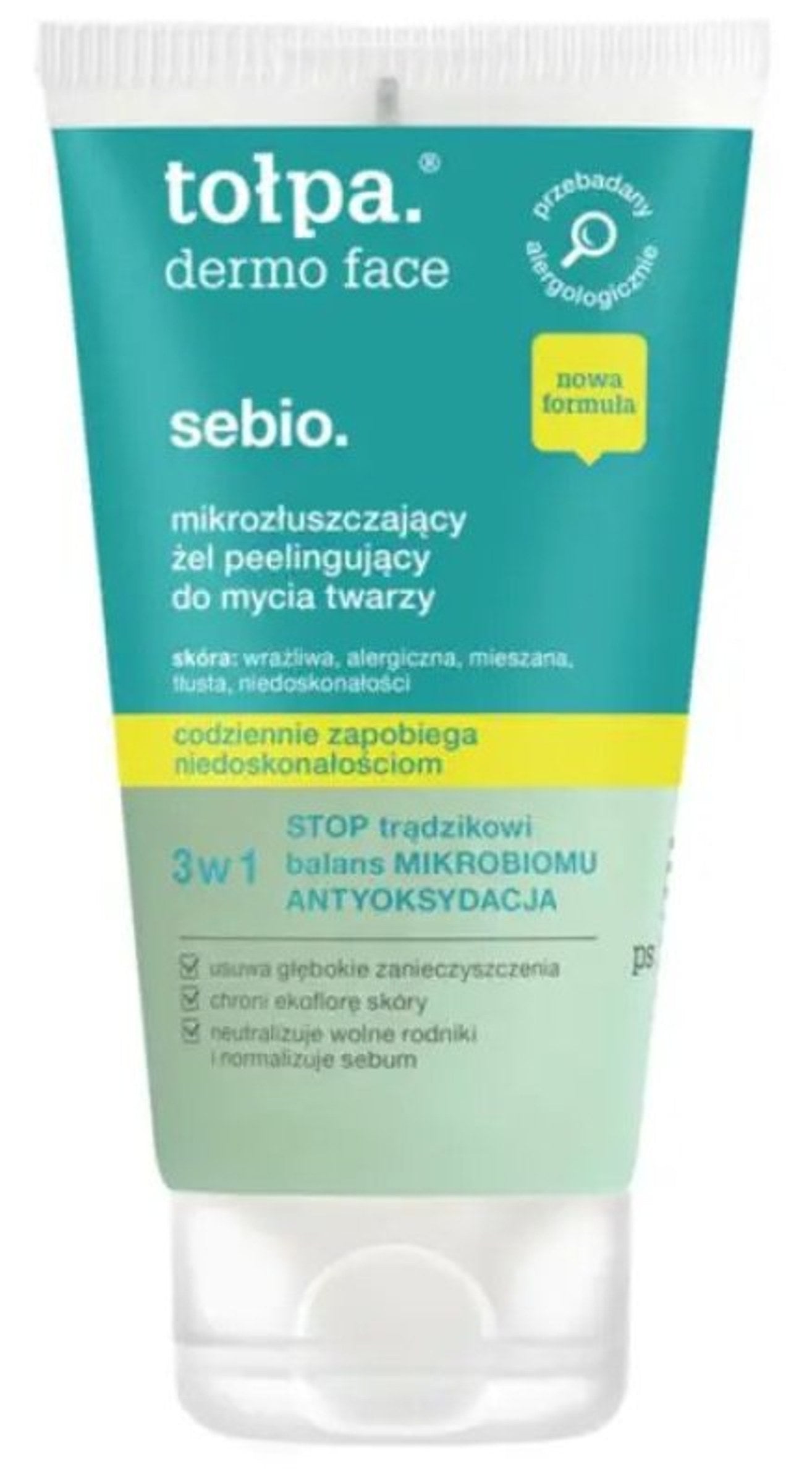 Tołpa dermo face sebio mikrozłuszczający żel peelingujący do mycia twarzy, 150 ml