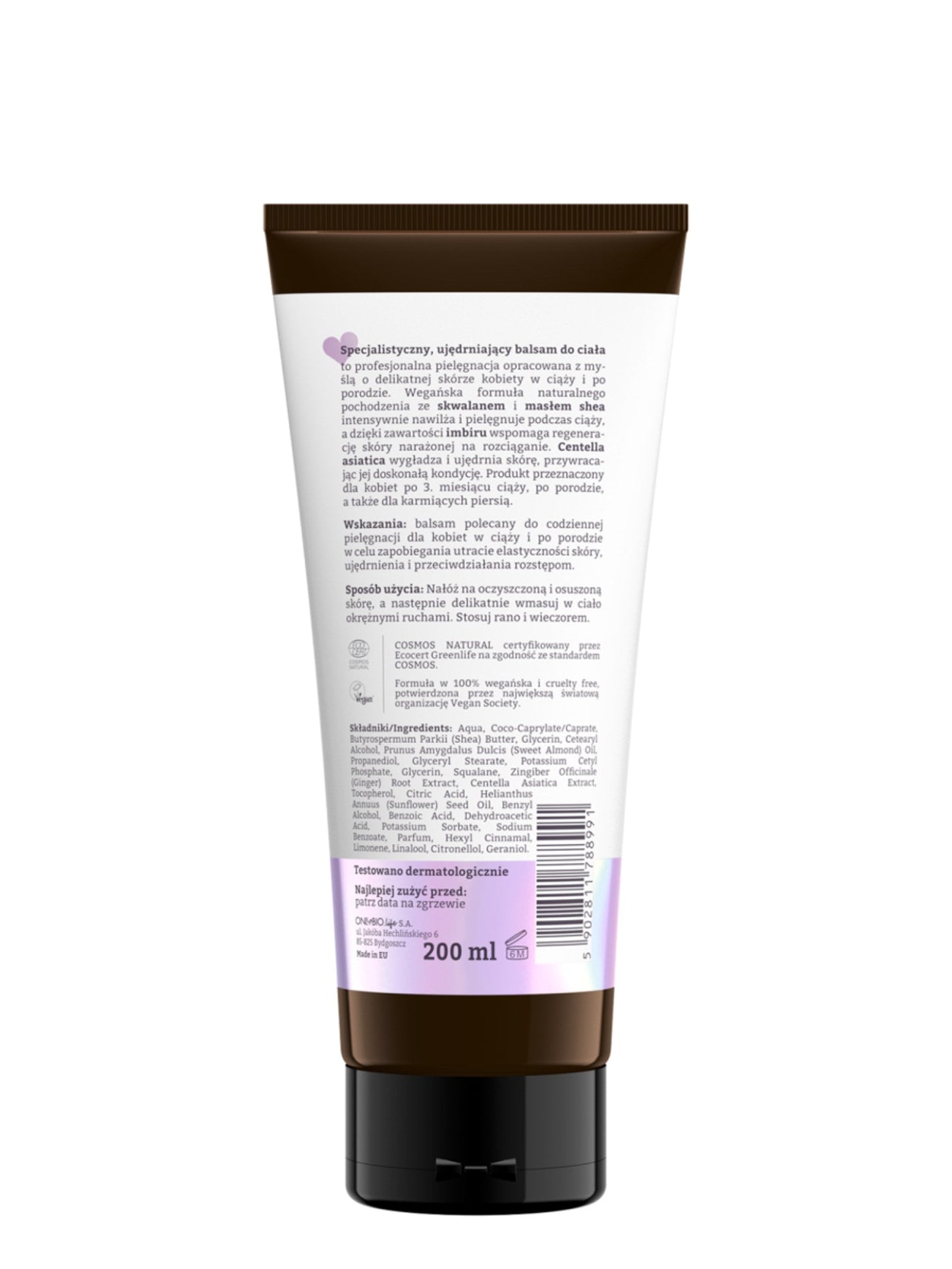 OnlyBio Lovely Mommy by ONLYBIO ujędrniający balsam przeciw rozstępom, 200 ml — opakowanie