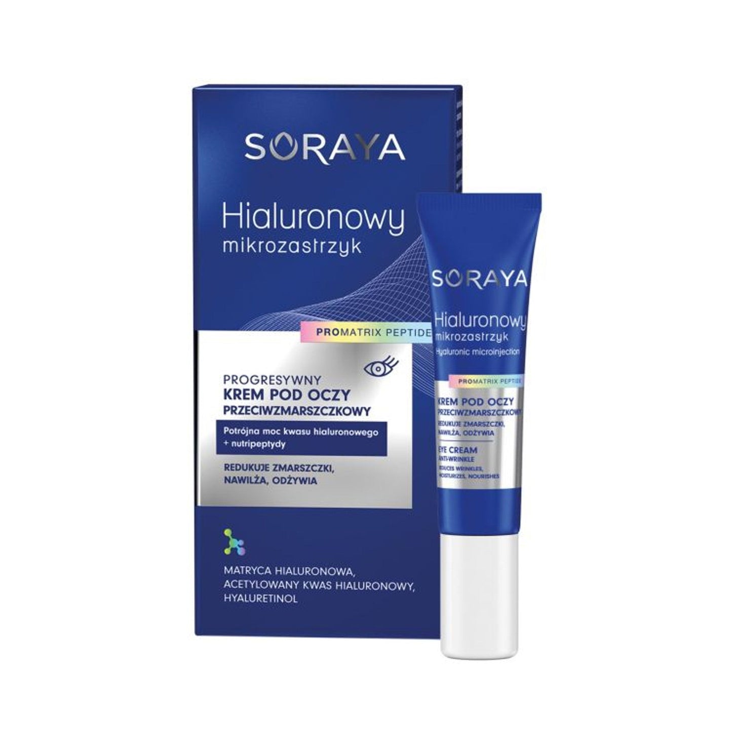 Soraya Hialuronowy Mikrozastrzyk Pro Matrix progresywny krem pod oczy przeciwzmarszczkowy, 15 ml