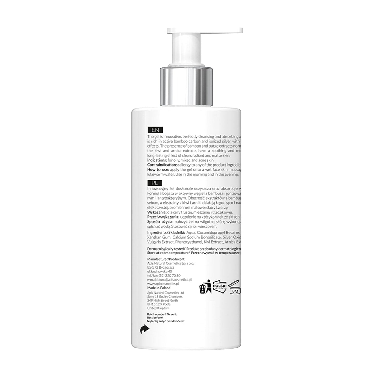 Apis Oczyszczający żel do mycia twarzy z aktywnym węglem / 300 ml — opakowanie