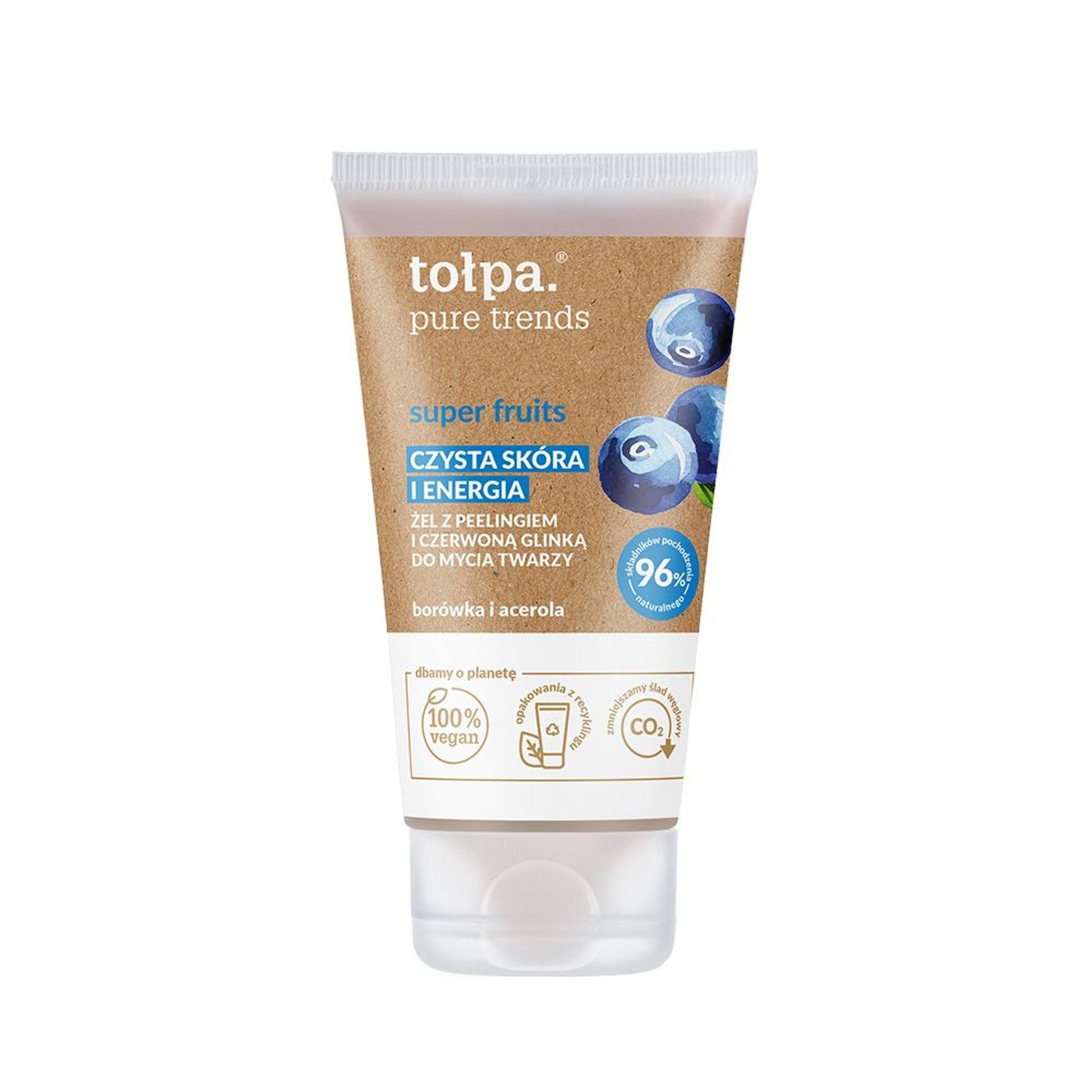 Tołpa Pure Trends Super Fruits żel z peelingiem i czerwoną glinką do mycia twarzy, 150 ml