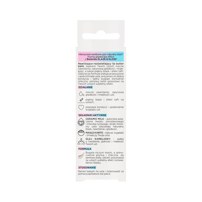 Bielenda Masełko do ust nawilżająco-rozświetlające GLAZE & GLOW White Pearl, 10 g — opakowanie