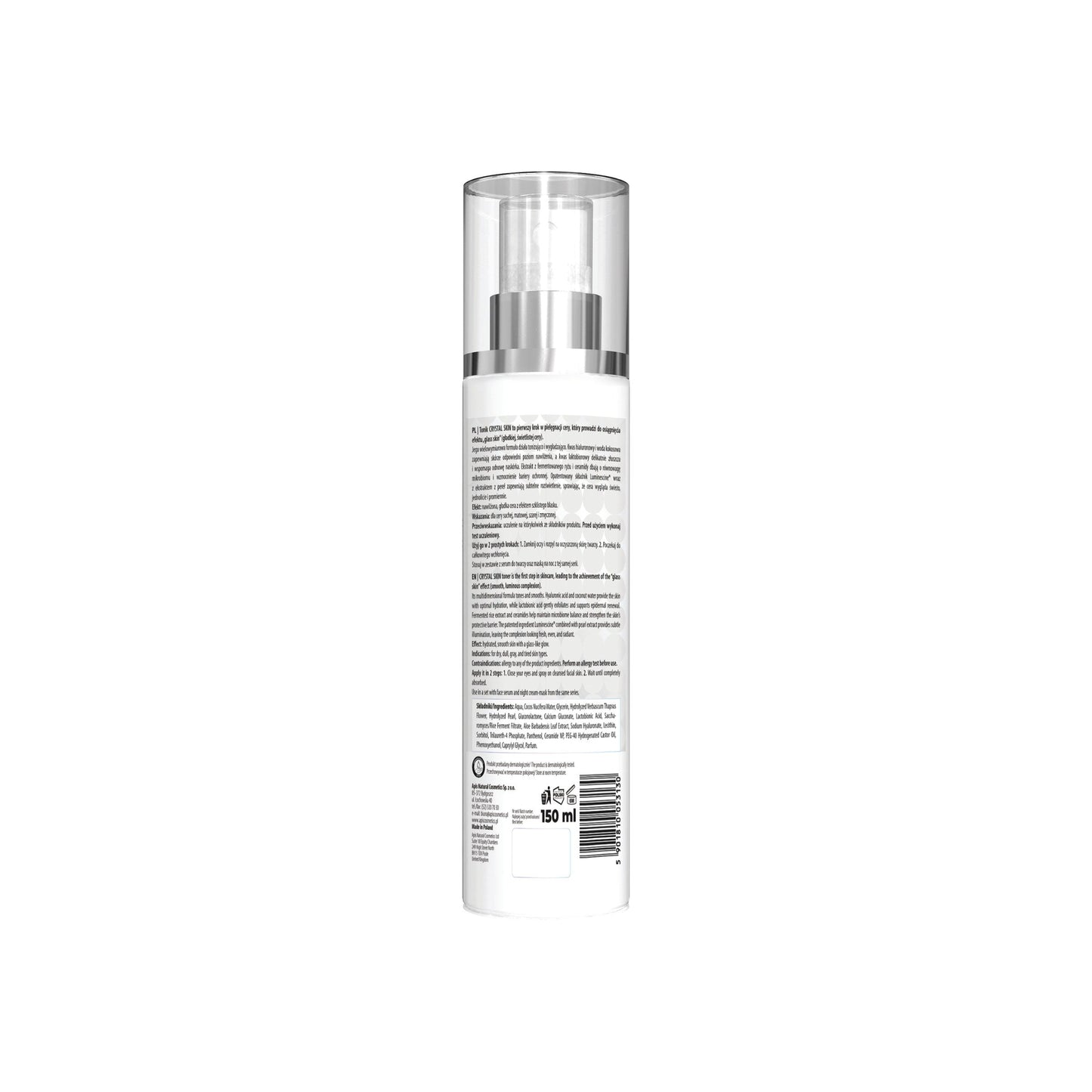 Apis CRYSTAL SKIN Tonik rozświetlający z efektem „glass skin” / 150 ml — opakowanie