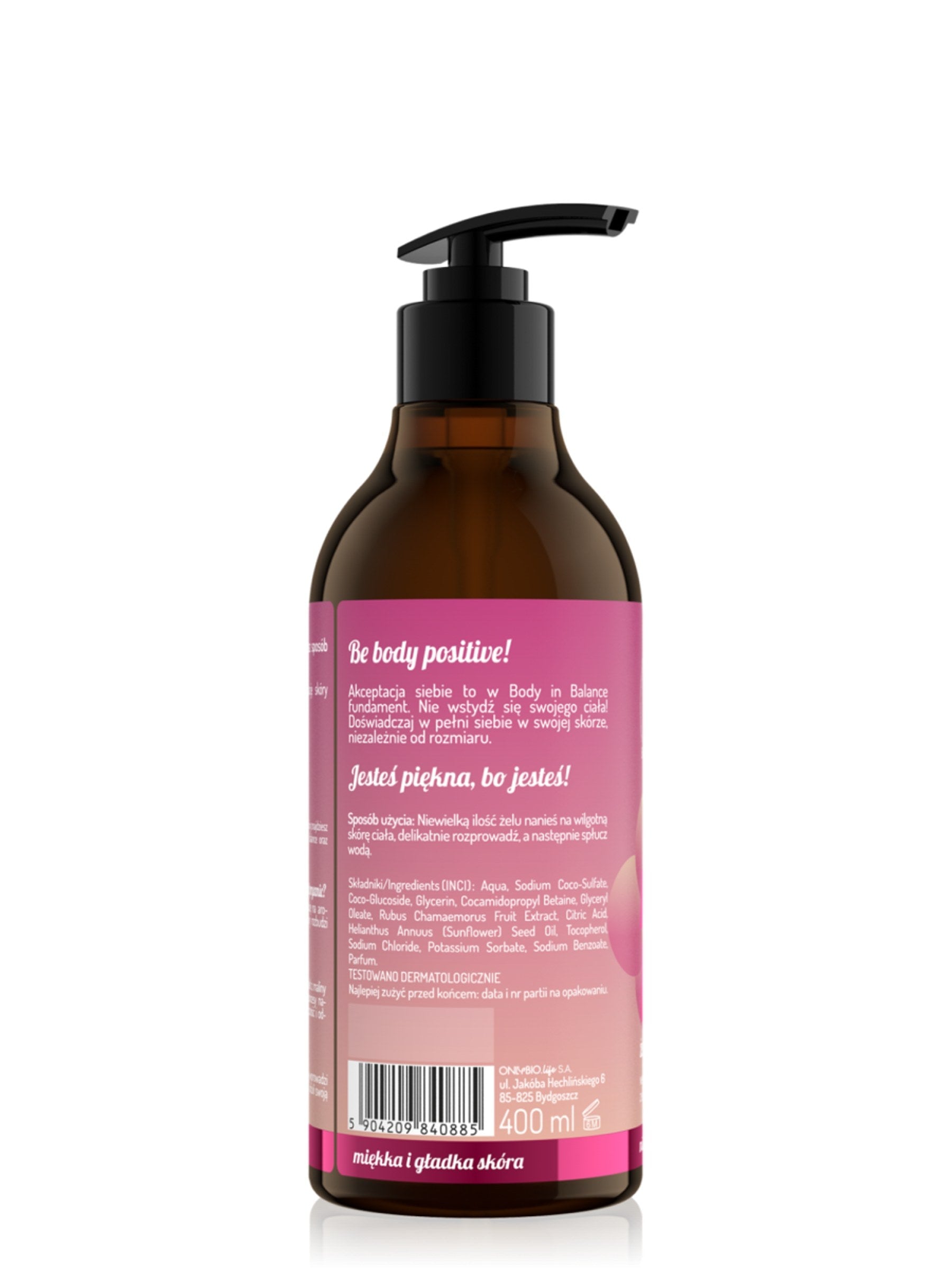OnlyBio Body in Balance by ONLYBIO Żel pod prysznic Malina 400 ml — opakowanie