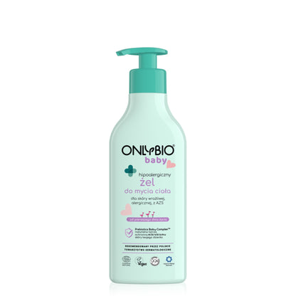 ONLYBIO Baby Hipoalergiczny żel do mycia ciała od pierwszego dnia życia, 300 ml — opakowanie