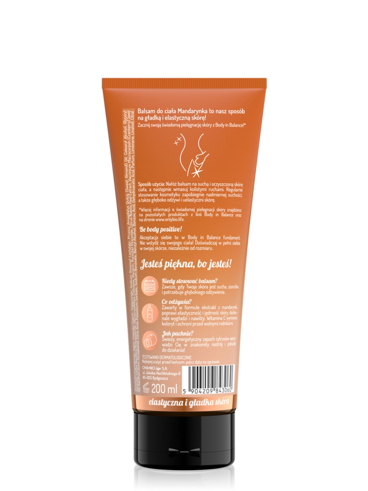 OnlyBio Body in Balance by ONLYBIO Balsam do ciała mandarynka, 200 ml — opakowanie