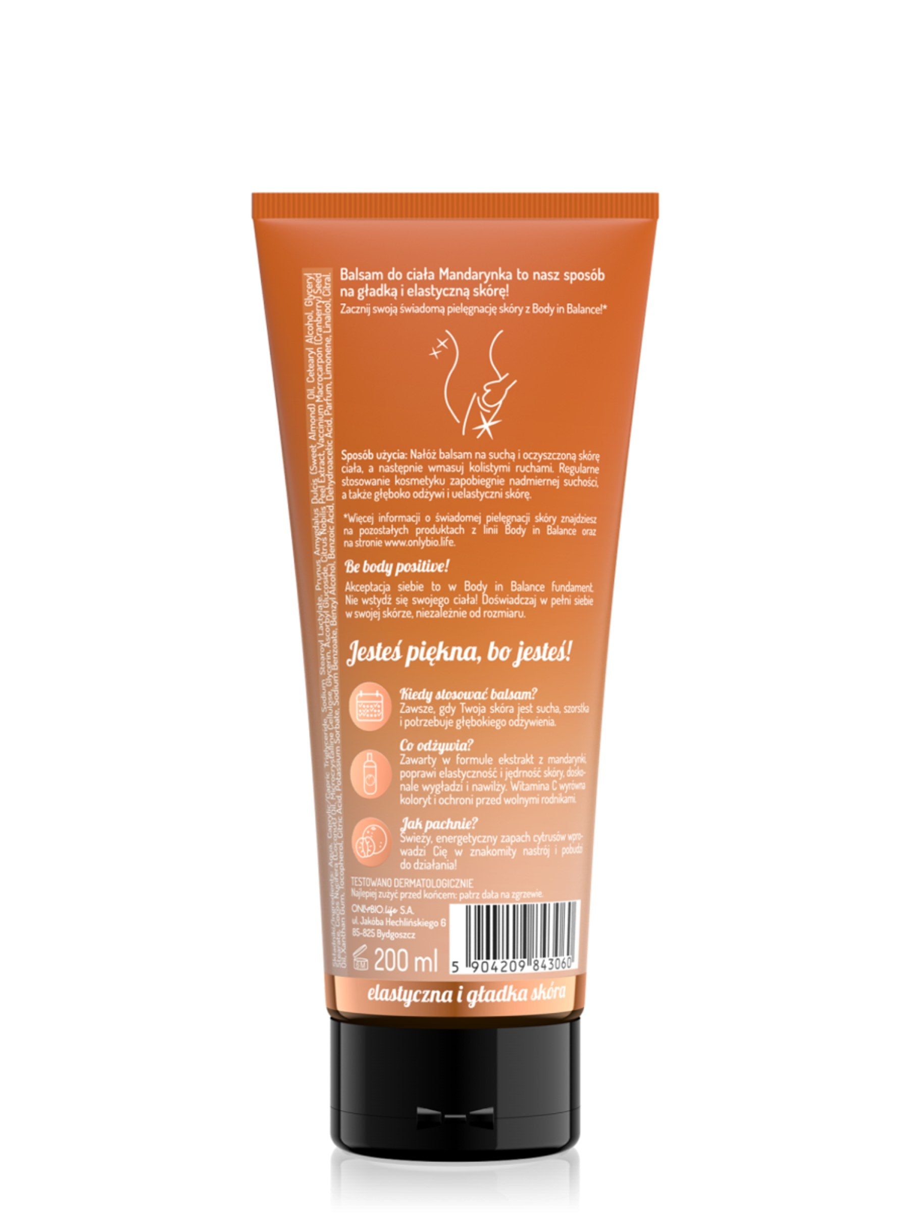 OnlyBio Body in Balance by ONLYBIO Balsam do ciała mandarynka, 200 ml — opakowanie