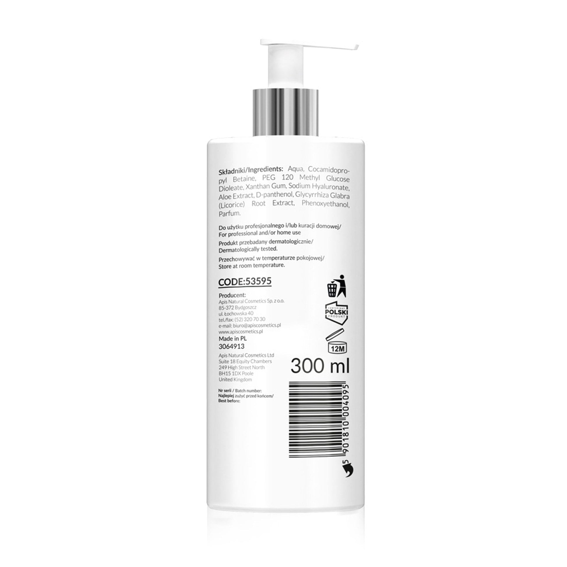 Apis Nawilżający żel z kwasem hialuronowym Home terApis / 300 ml — opakowanie
