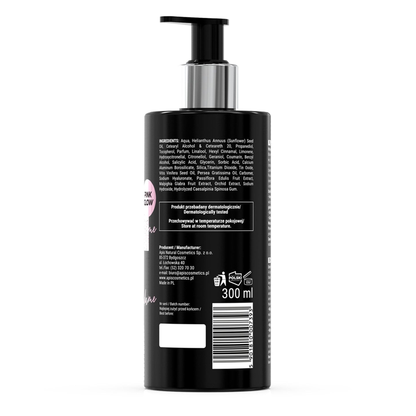 Apis ROSE MADAME Rozświetlajacy balsam do ciała z drobinkami / 300 ml — opakowanie