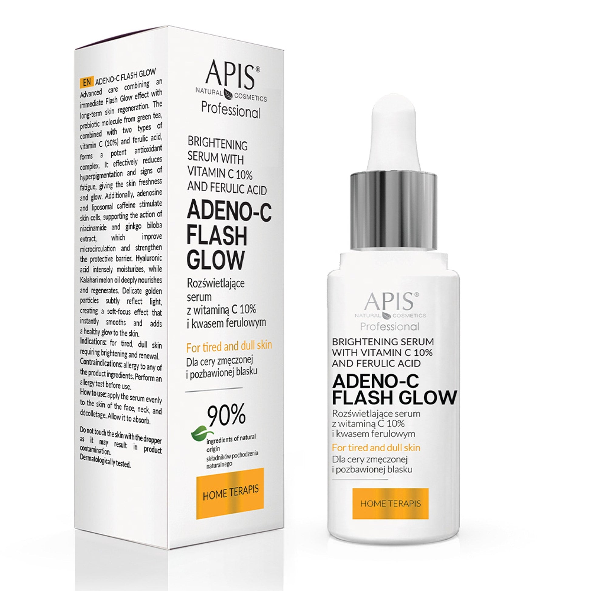 Apis ADENO-C Flash Glow Home terApis Rozświetlające serum do twarzy z witaminą C i kwasem ferulowym / 30 ml