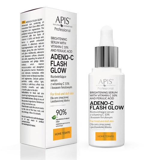 Apis ADENO-C Flash Glow Home terApis Rozświetlające serum do twarzy z witaminą C i kwasem ferulowym / 30 ml