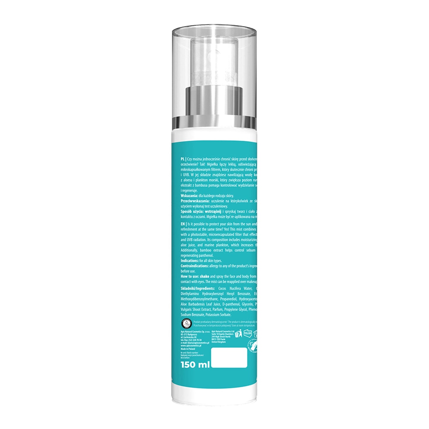 Apis PURE SUN CARE Mgiełka do twarzy i ciała SPF 50 / 150 ml — opakowanie