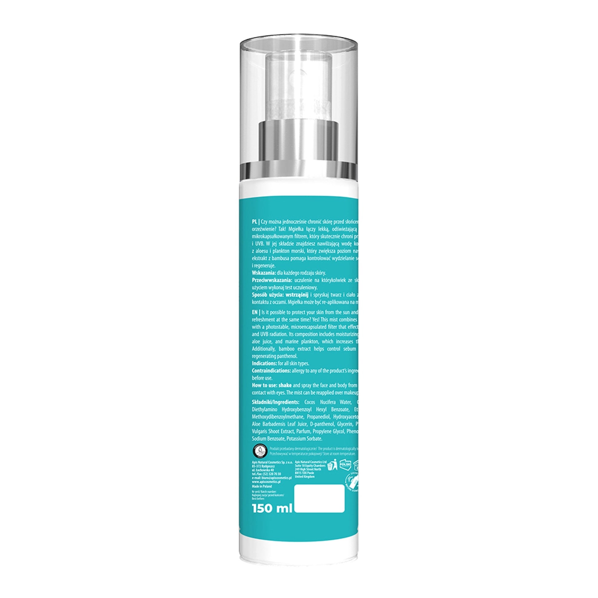 Apis PURE SUN CARE Mgiełka do twarzy i ciała SPF 50 / 150 ml — opakowanie