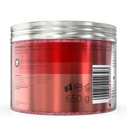 Apis ŻURAWINOWA WITALNOŚĆ Rewitalizująca sól do kąpieli z żurawiną i trawą cytrynową / 650 g — opakowanie