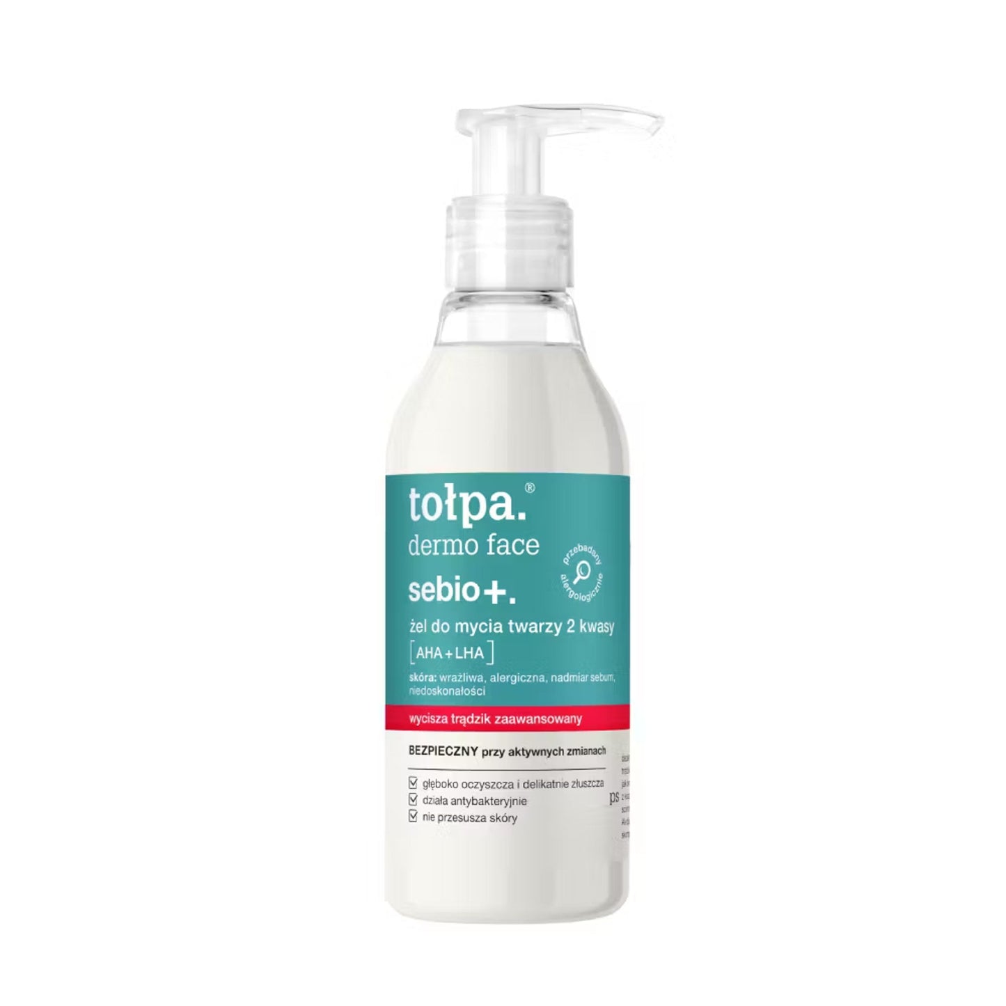 Tołpa dermo face sebio+ żel do mycia twarzy 2 kwasy: AHA + LHA, 195 ml