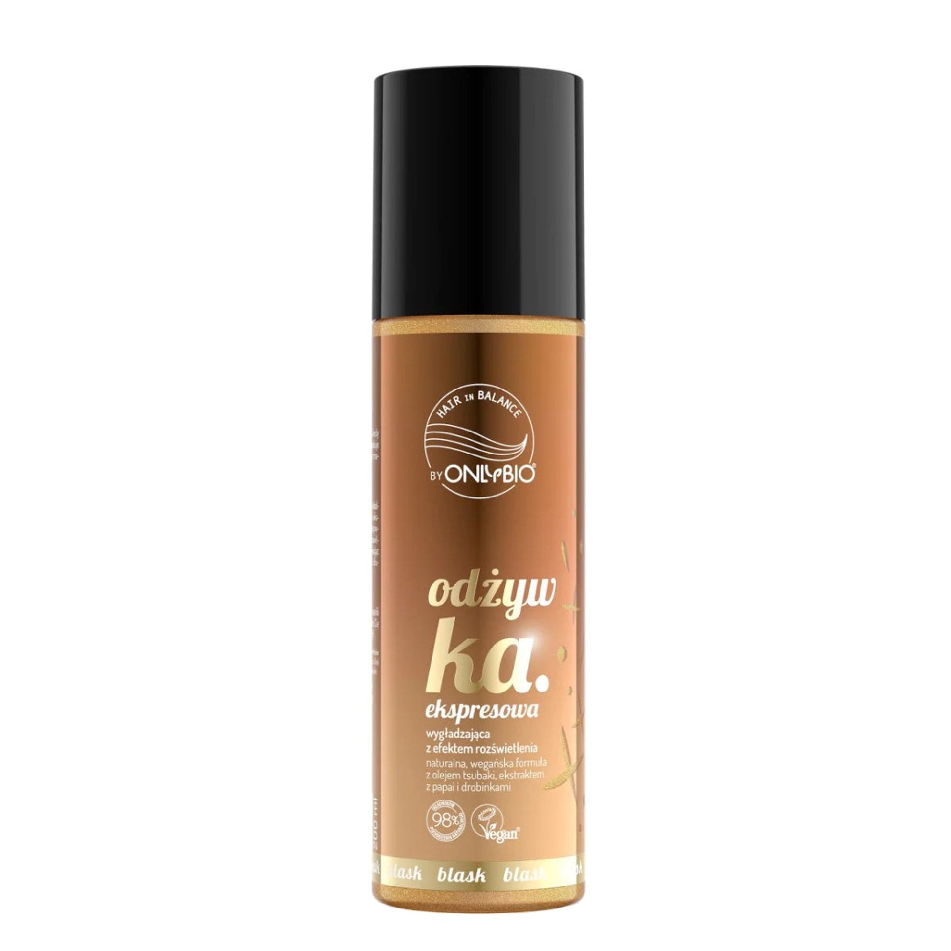 OnlyBio Hair in Balance by ONLYBIO Odżywka ekspresowa wygładzająca z efektem rozświetlenia, 200 ml
