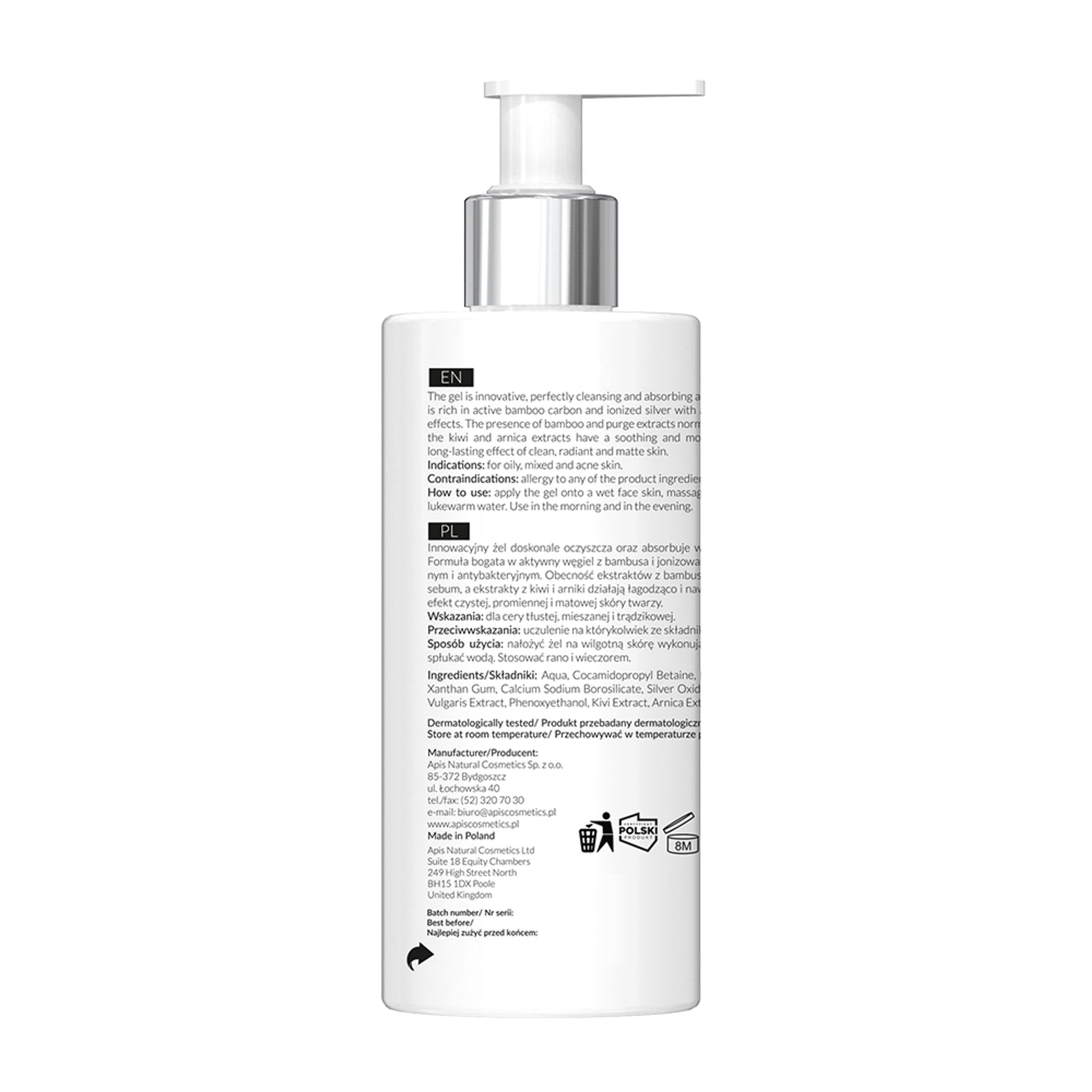 Apis Oczyszczający żel do mycia twarzy z aktywnym węglem / 300 ml — opakowanie