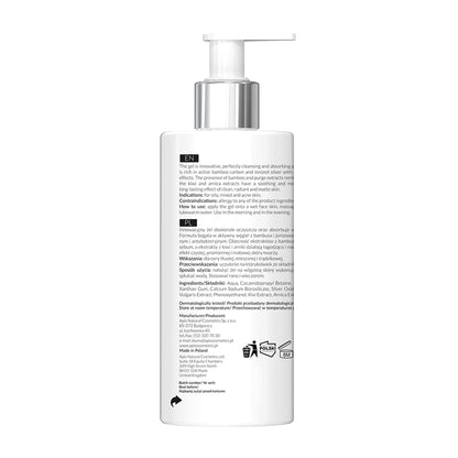 Apis Oczyszczający żel do mycia twarzy z aktywnym węglem / 300 ml — opakowanie