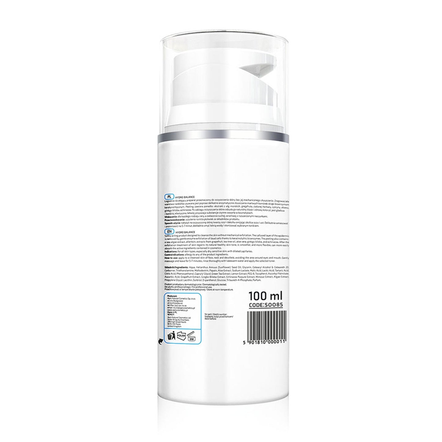 Apis HYDRO BALANCE Peeling enzymatyczny z bioenzymami i algami morskimi / 100 ml — opakowanie