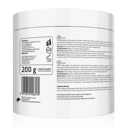 Apis DETOX Maska algowa detoksykująca z węglem z bambusa i jonizowanym srebrem / 20 g — opakowanie