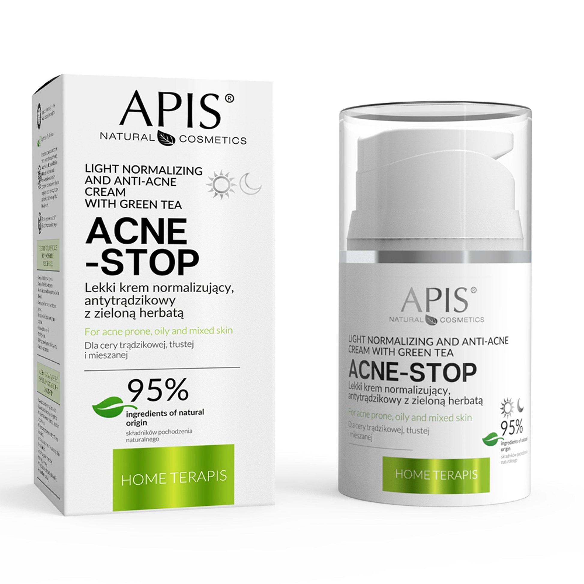 Apis ACNE-STOP Home terApis Lekki krem normalizujący, antytrądzikowy z zieloną herbatą / 50 ml