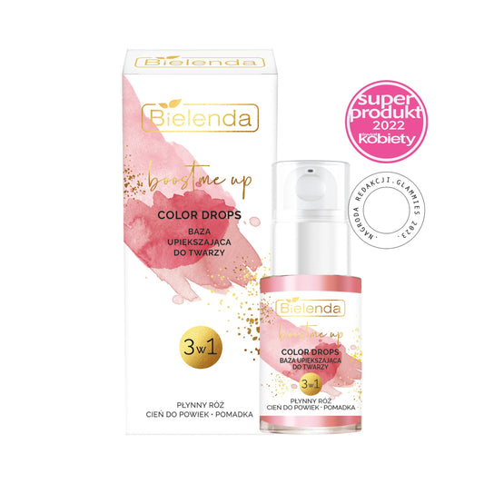 Bielenda BOOST ME UP Color Drops baza upiększająca do twarzy 3w1, 15 ml