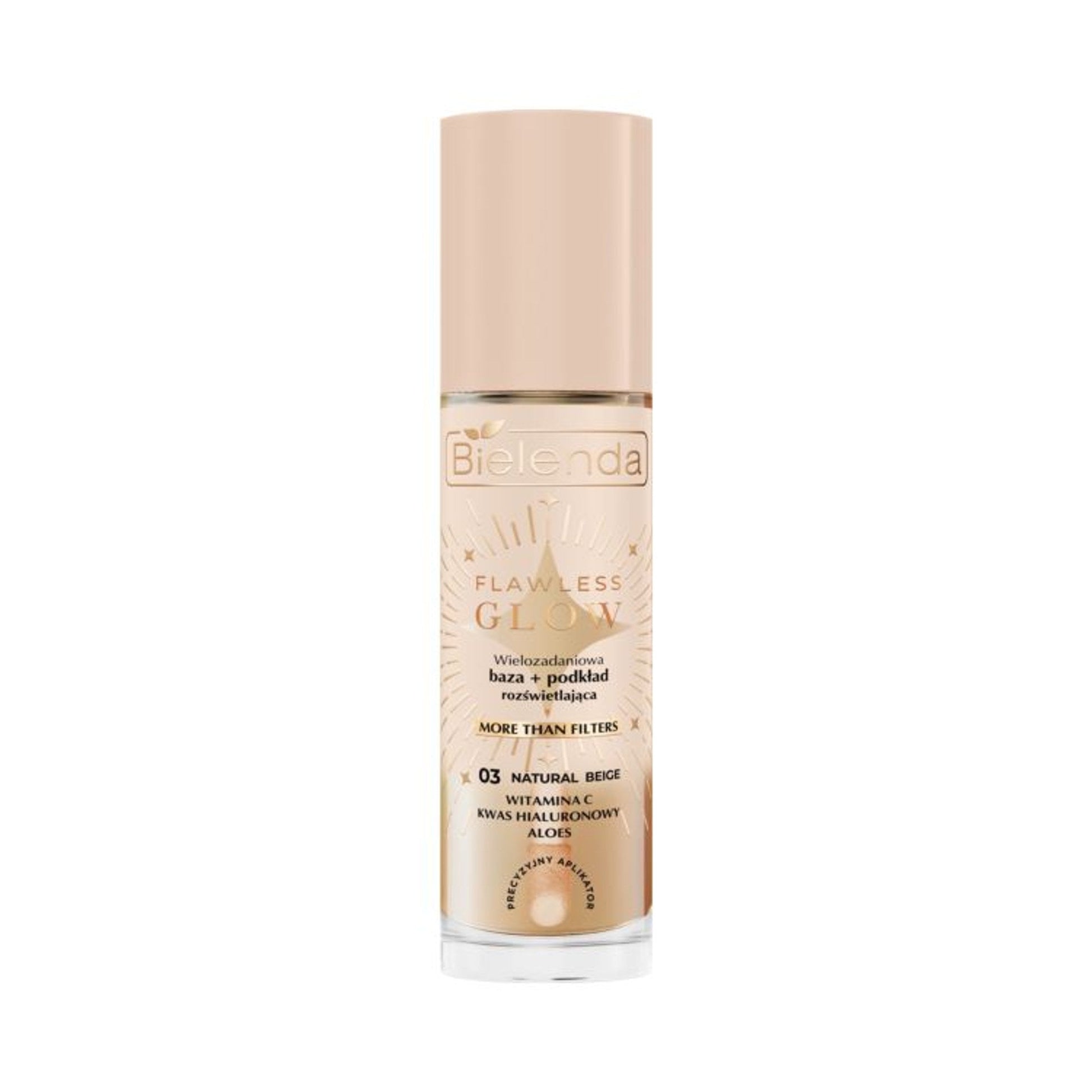 Bielenda FLAWLESS GLOW wielozadaniowa rozświetlająca baza + podkład 03 Natural Beige, 30 ml