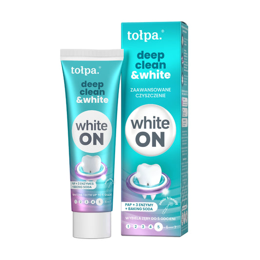 tołpa ON white deep clean & white intensywnie oczyszczająca pasta do zębów, 75 ml