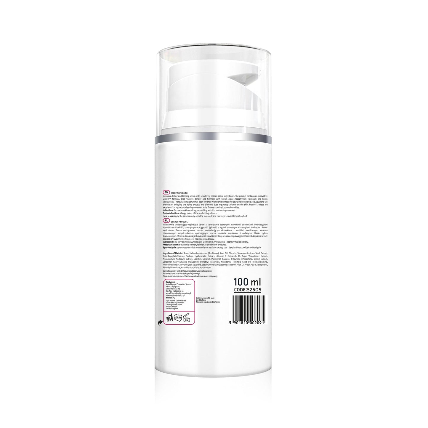 Apis SEKRET MŁODOŚCI Serum wypełniająco-napinające z kompleksem Linefill™ / 100 ml — opakowanie