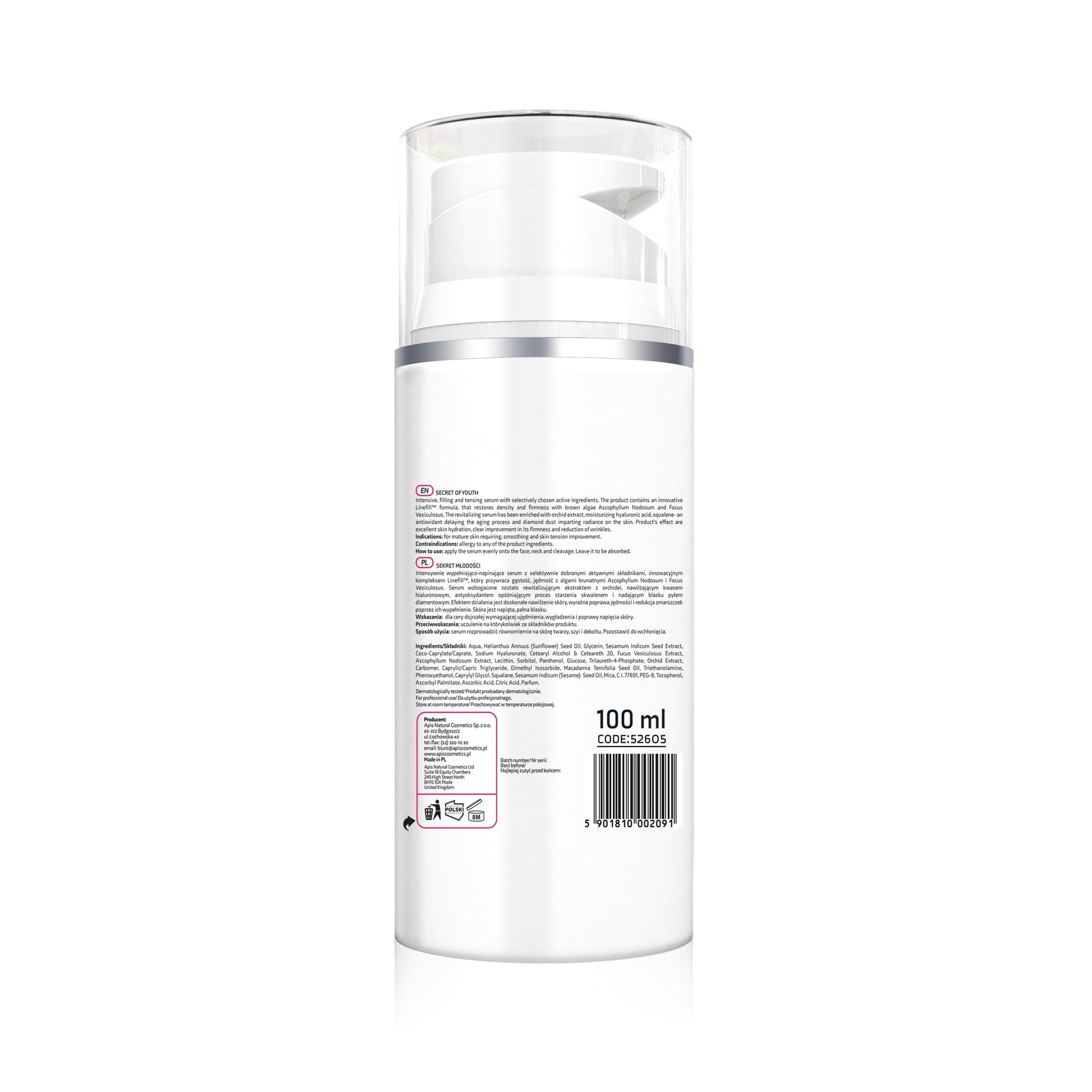 Apis SEKRET MŁODOŚCI Serum wypełniająco-napinające z kompleksem Linefill™ / 100 ml — opakowanie