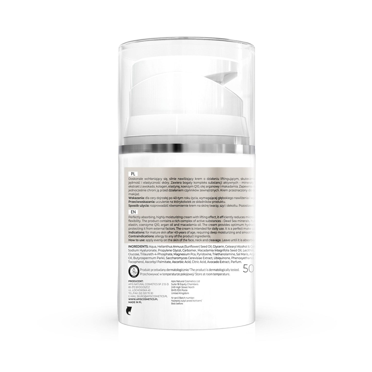 Apis INSPIRATION Krem do twarzy nawilżająco-liftingujący na dzień 40+ / 50 ml — opakowanie