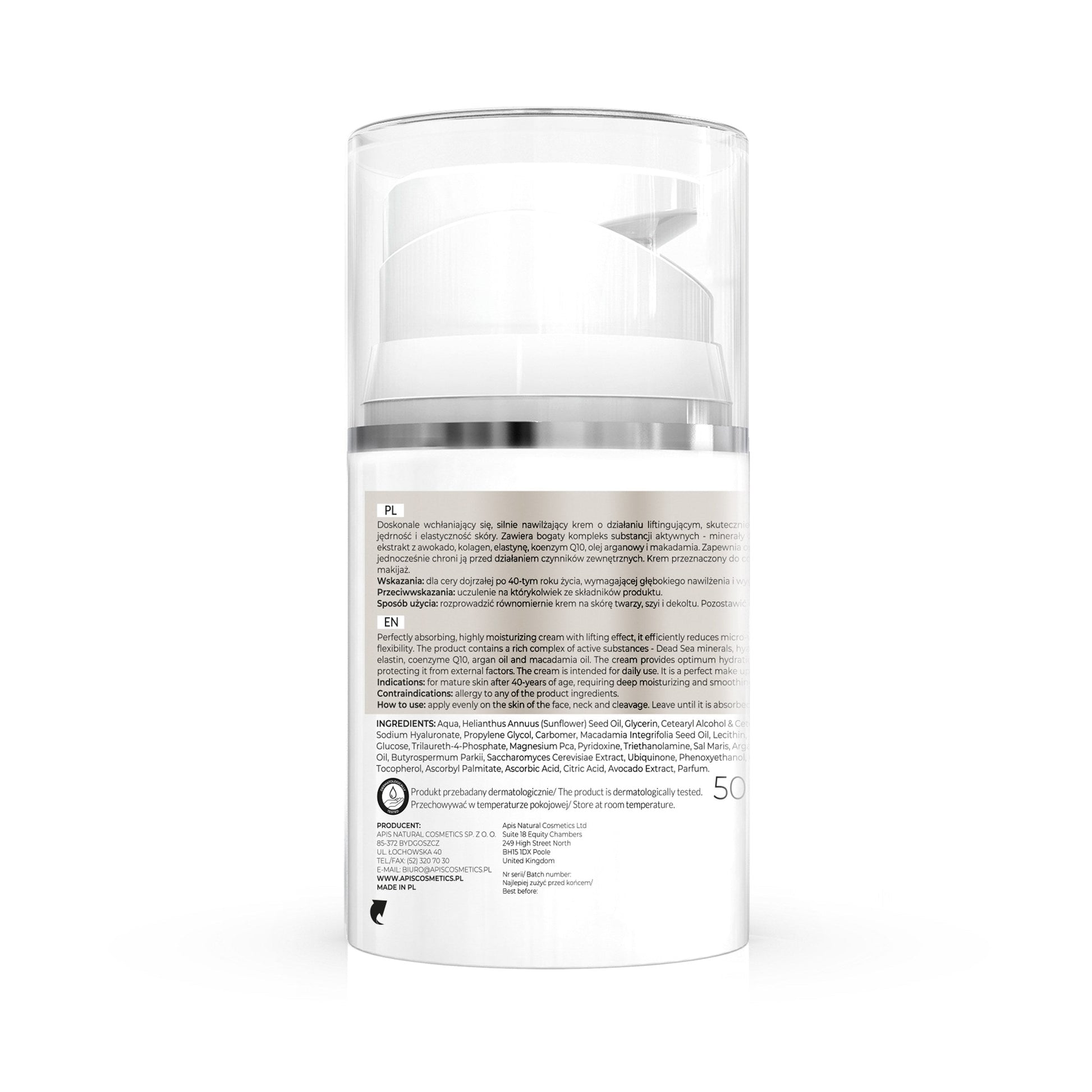 Apis INSPIRATION Krem do twarzy nawilżająco-liftingujący na dzień 40+ / 50 ml — opakowanie
