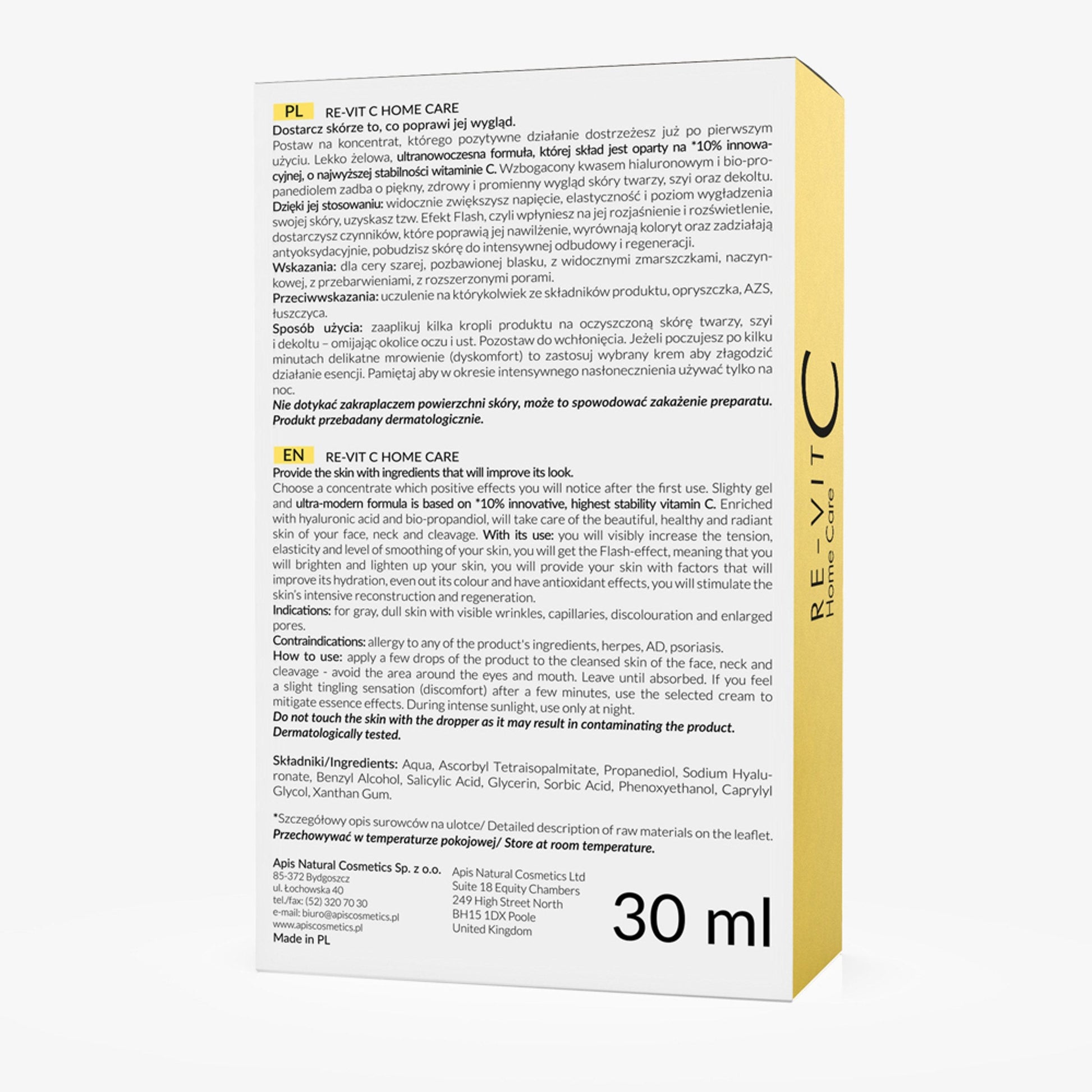 Apis RE-VIT C HOME CARE Esencja z witaminą C NOWA FORMUŁA / 30 ml — opakowanie